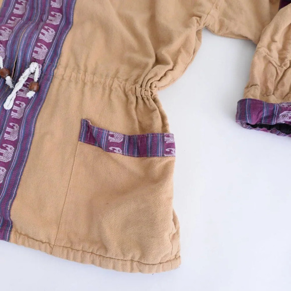 Vintage 90's Handmade Tan & Purple Aztec & Elephant Reversible  Zip Up Jacket M - Picture 6 of 15